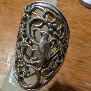 SILVER 925 Filigree RING W/ Bird Sz 6